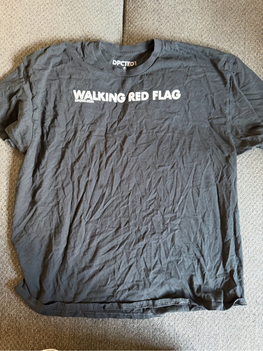 Depcted Walking Red Flag Graphic Tee - Black